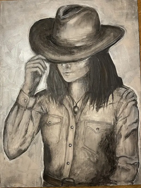 Akrylmålning Cowgirl av Emma Lindström