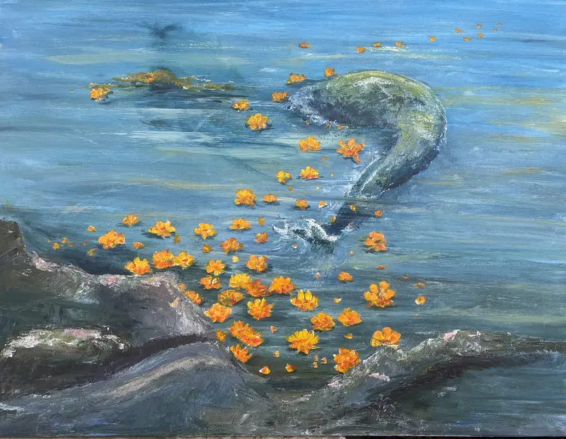 Akrylmålning Mama Serena vattenvarelserna av Marie Eriksson Osborne