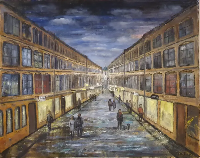 Oljemålning Downtown av Tony Nilsson