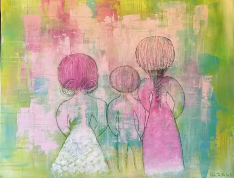 Akrylmålning Modern och barn av Eva Filubelli