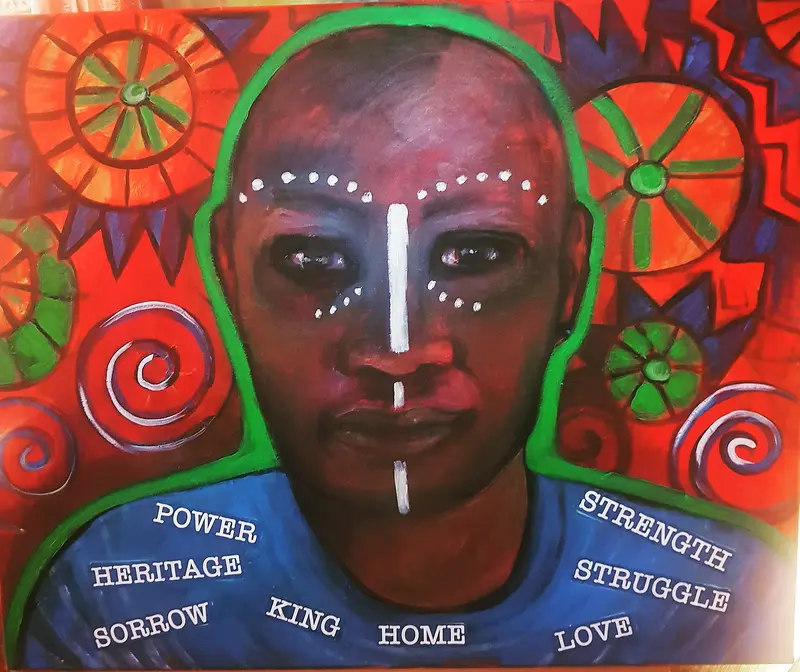 Akrylmålning Cameroonian man av Anne Persson Lucenius