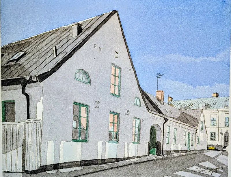 Akvarell L:a Tvärgatan av Pär Håkan Henriksson