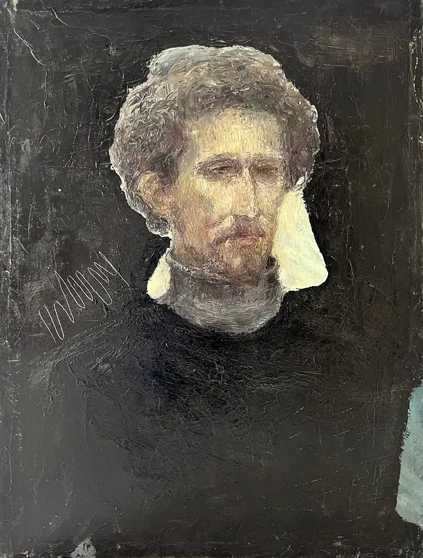 Oljemålning Portrait on Black av Zakhar Shevchuk