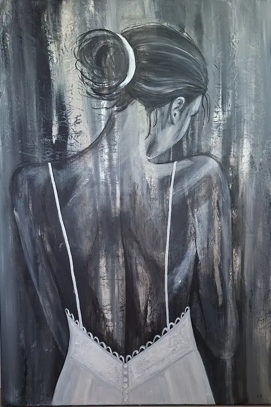 Akrylmålning Shades of grey 2 av Annmarie Ramnitz