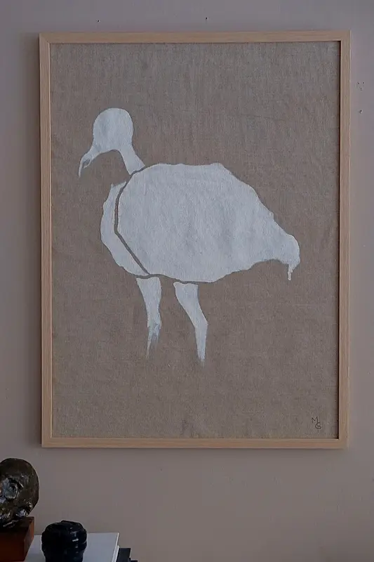 Oljemålning White bird av Michaela Grut