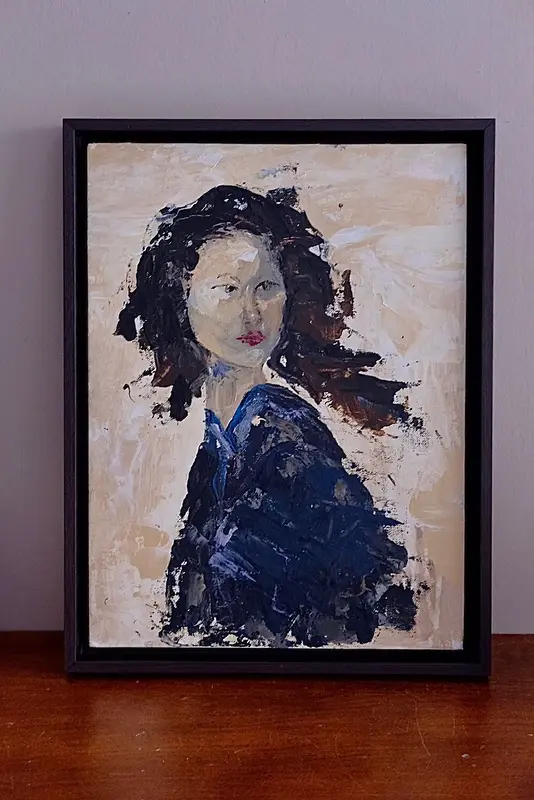 Oljemålning Traveler av Michaela Grut