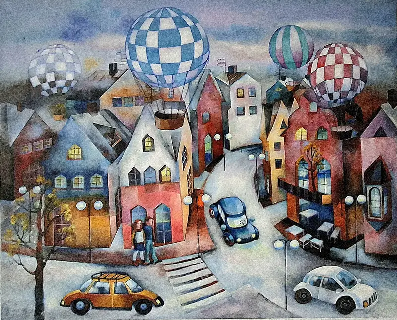 Oljemålning Balonger av Natalia Johansson