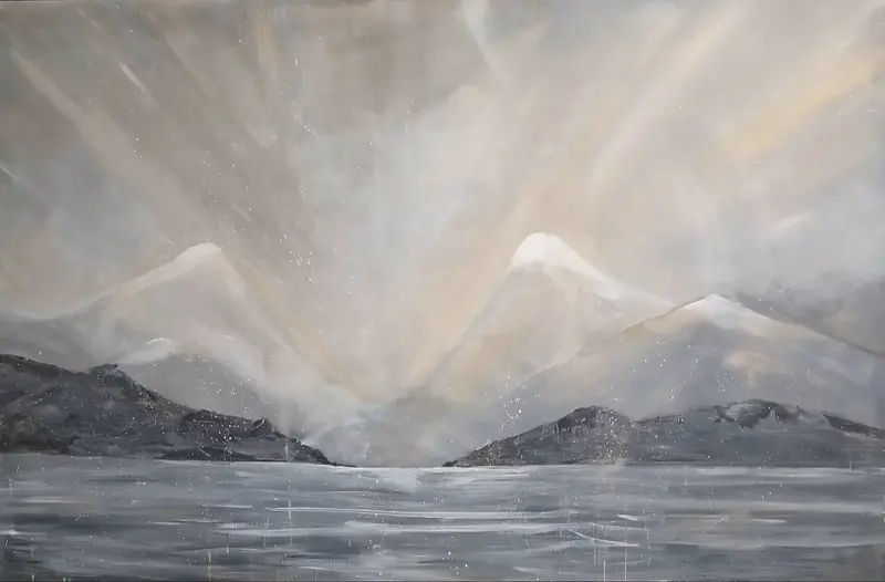 Akrylmålning LUGNET FÖRE STORMEN av CAMILLA THELIN