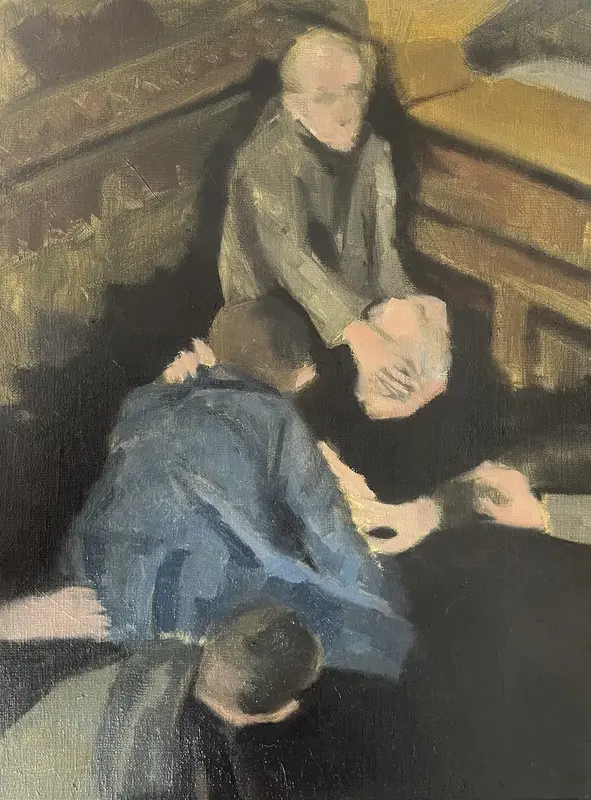 Oljemålning Legislative violence av Marie-Louise Cajback