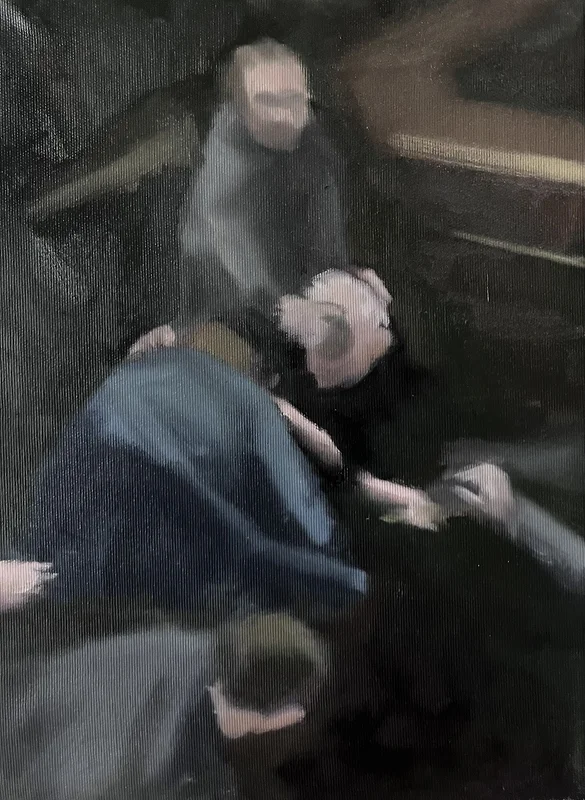 Oljemålning Legislative violence av Marie-Louise Cajback