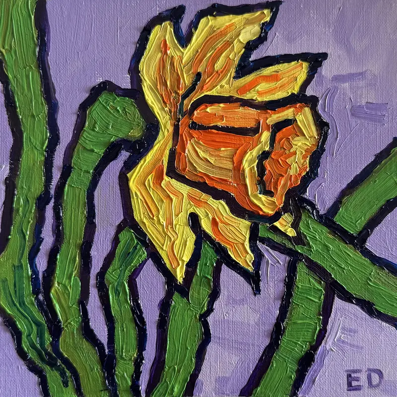 Oljemålning Daffodil av Ekaterina Dutkevich