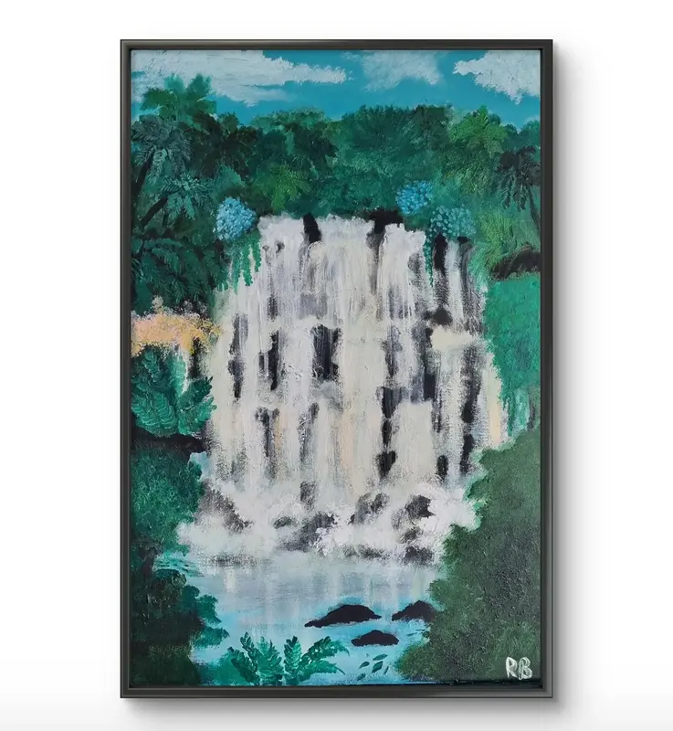 Akrylmålning Thundering of a waterfall av Rebecca Berglund