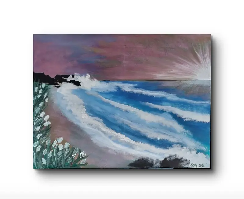 Akrylmålning Waves av Rebecca Berglund