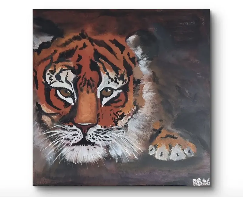 Akrylmålning Finding courage av Rebecca Berglund