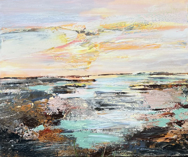 Akrylmålning Where the light begins again av Anne-lee Andersson
