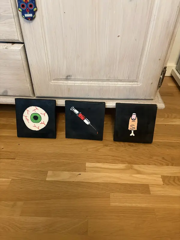 Akrylmålning 3 små av Erika Hammarström Pedersen