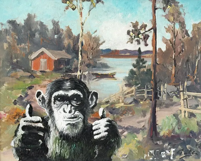 Oljemålning Vilken jävla vajb (i spenaten) av Niklas ”Pix” Bodin