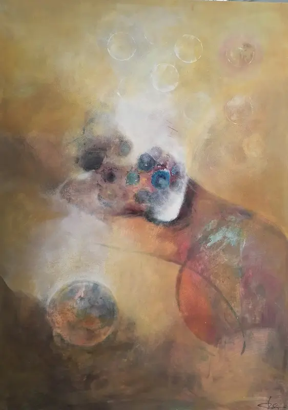 Akrylmålning Universum i samspel av Ritva Göransson