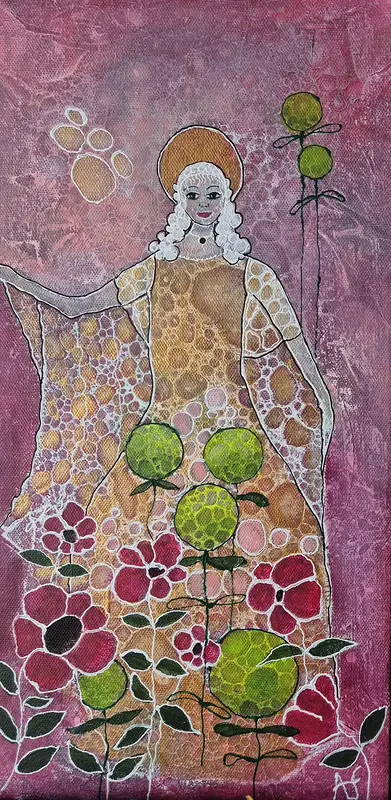 Akrylmålning Den inre trädgården av Annelie Jonsson