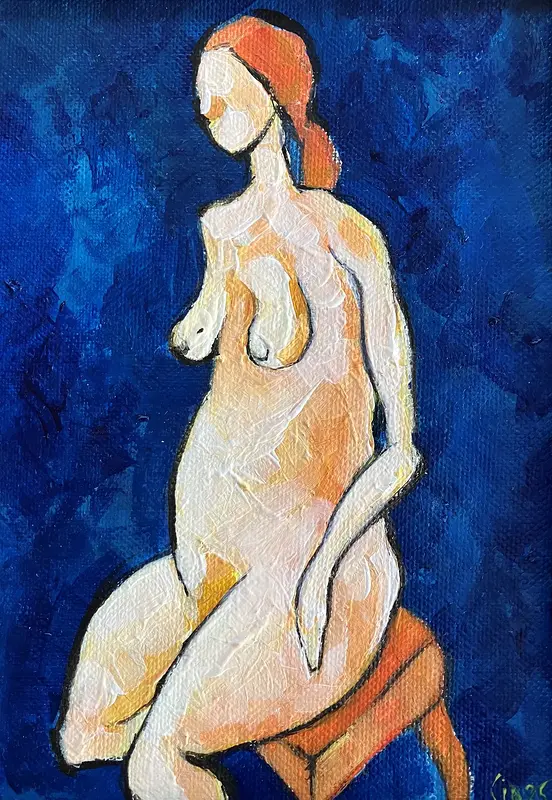 Akrylmålning Naken modell Akt 93 av Calin Ion Deas