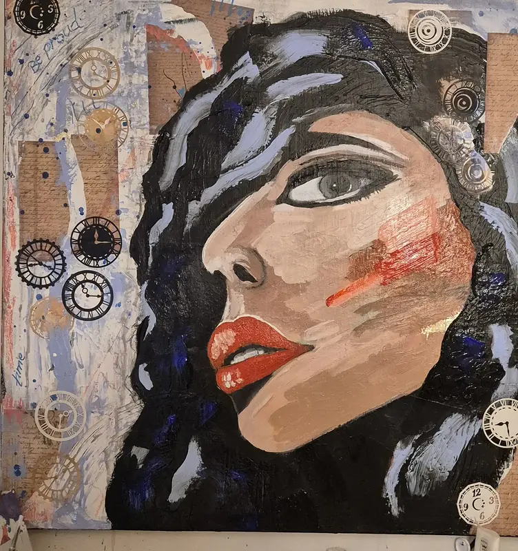 Akrylmålning Time av Sandra Johansson