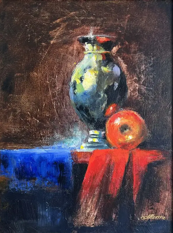 Akrylmålning Vas & eple av Anzhelika Henne