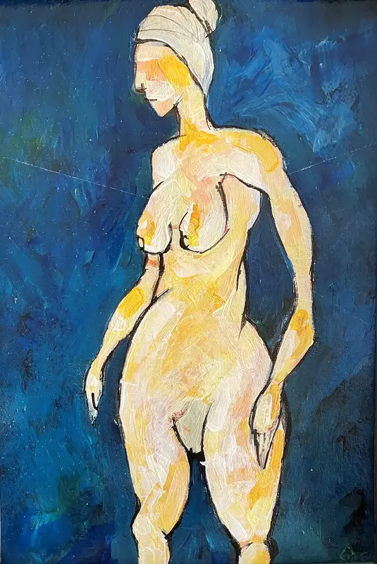 Akrylmålning Naken modell Akt 96 av Calin Ion Deas