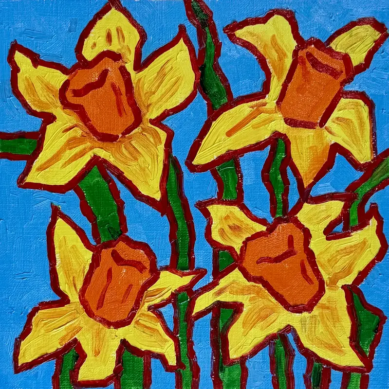 Oljemålning Daffodils av Ekaterina Dutkevich