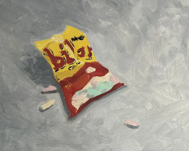 Oljemålning Ahlgrens bilar av Thomas Ekdahl