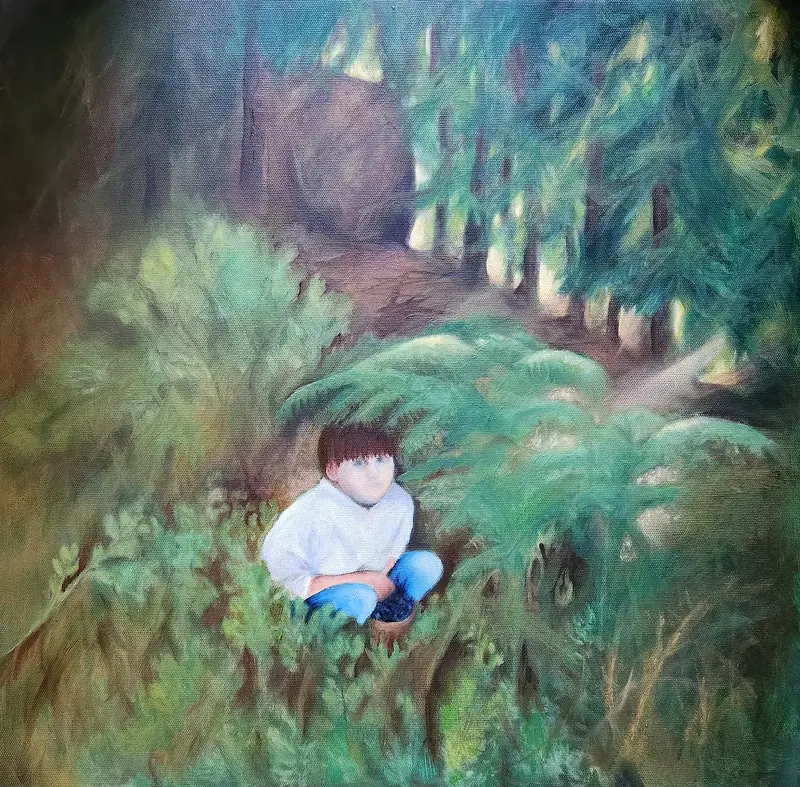 Oljemålning Blåbärskungen av Maria Noring