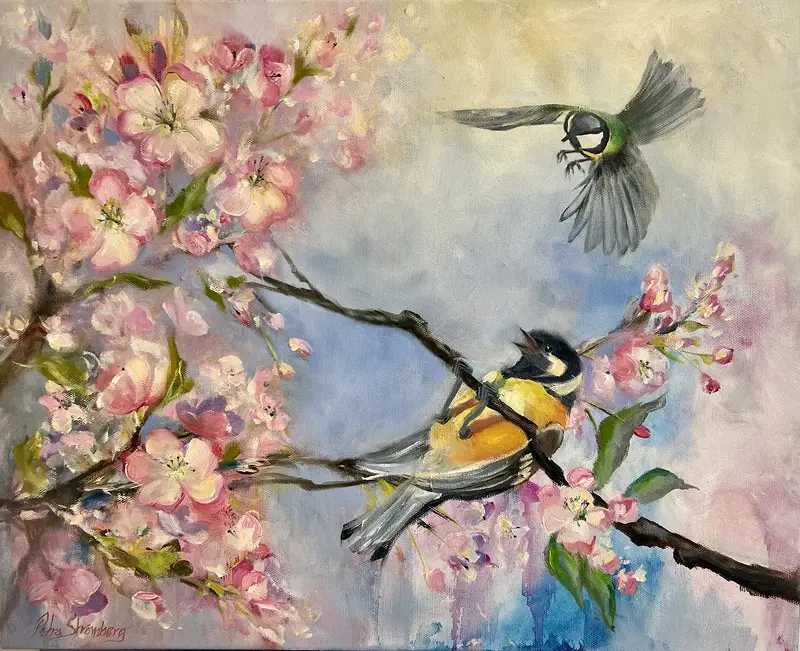 Oljemålning Playtime Talgoxar av Petra Strömberg