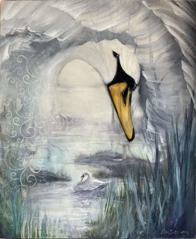 Oljemålning Vattenspegel av Petra Strömberg