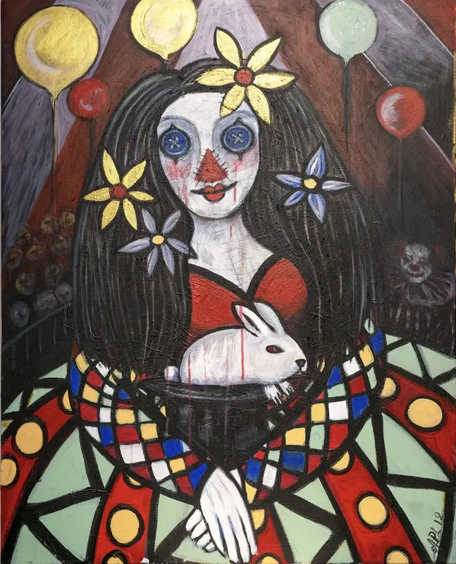 Akrylmålning Circus princess av Anne Persson Lucenius