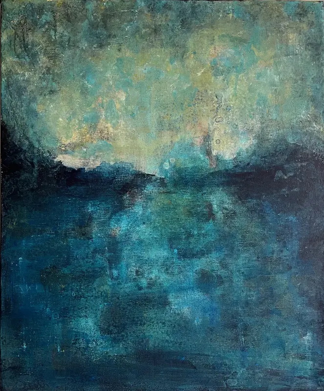 Akrylmålning Blått landskap av Charlotta Eker