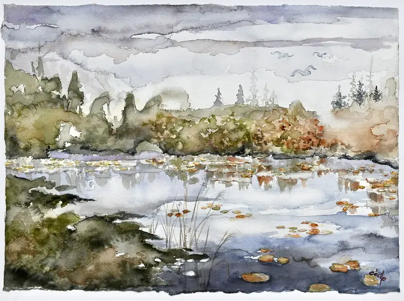 Akvarell Paus i Livet av Cécile Hansson