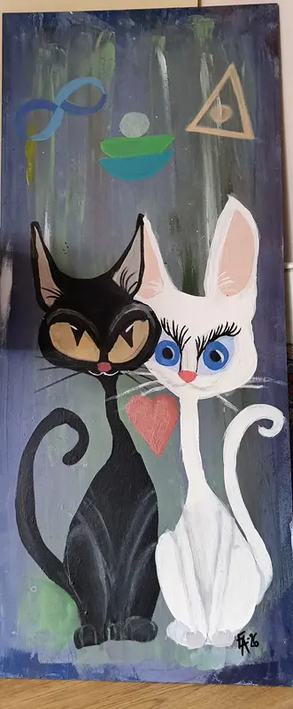 Akrylmålning Black & White av Eva Andersson