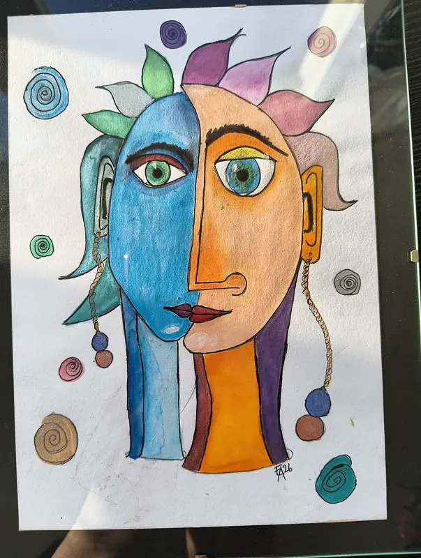 Akrylmålning "Two become one* av Eva Andersson