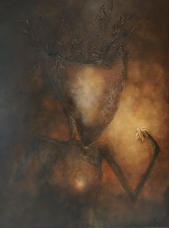 Akrylmålning Det som växer i tystnad av Annie Magnusson