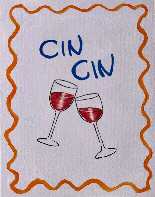 Akrylmålning Cin Cin av Eric Ericson