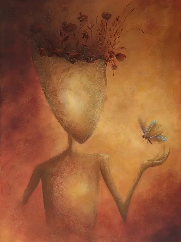 Akrylmålning Det som växer i tystnad (del två) av Annie Magnusson