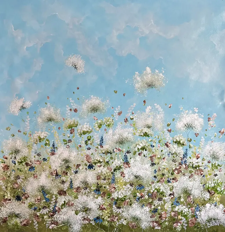 Akrylmålning White Garden Study av Anna Artistockholm Brandt