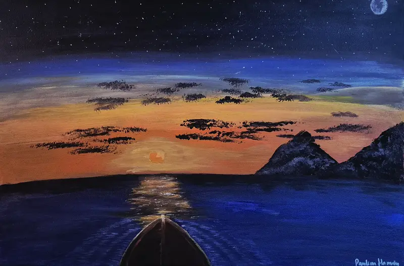 Akrylmålning Sunset av Paulina Hamrin