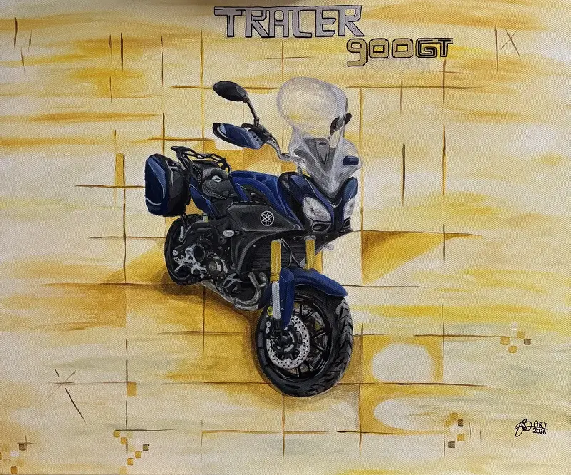 Akrylmålning Yamaha tracer 900GT av Sandra Bengtsson