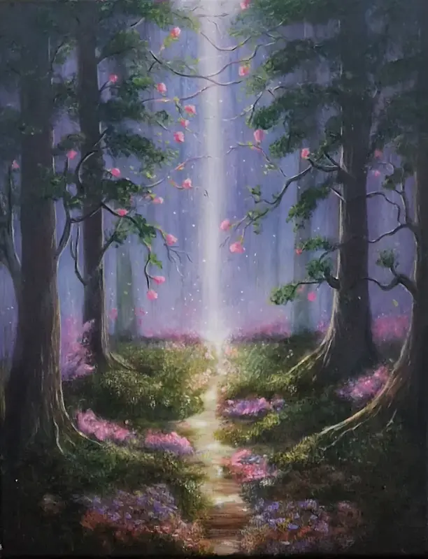 Akrylmålning Hidden Path av Pia K. Egeriis