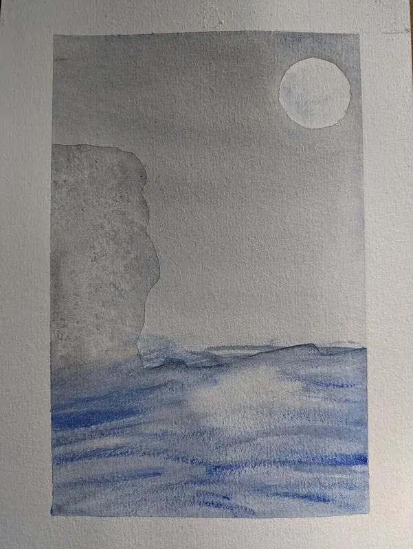 Akvarell Moonlight jump av M. Ottosson