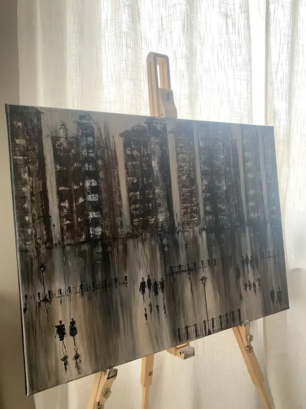 Akrylmålning Big city lights av Carolina Lönngren