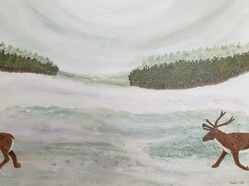 Akrylmålning Vänta på mig av Laila Malmborn