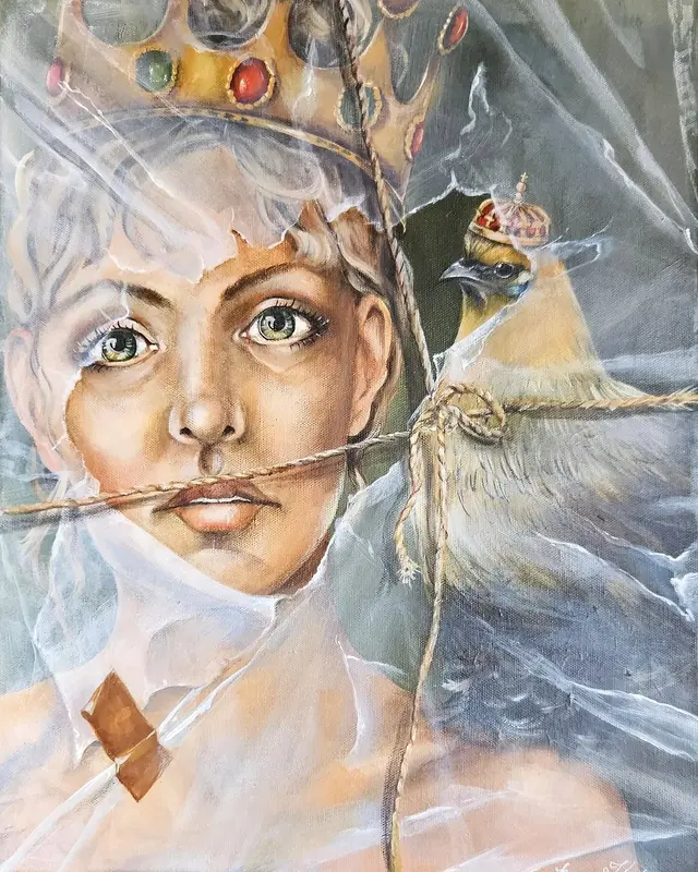 Akrylmålning Oss Queens emellan av Emma Karlsson