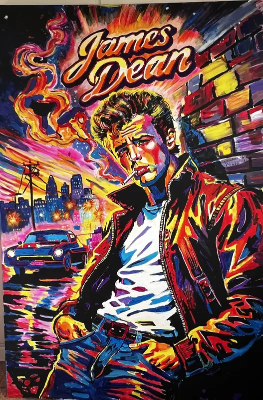 Akrylmålning James Dean av Jonas Kihlman