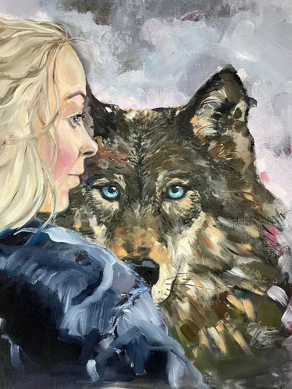 Oljemålning By My Side av Diana Renkligumus